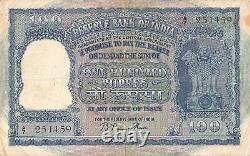 India 100 Rupees 1951 P#42a Reserve Bank of India A7 251459
