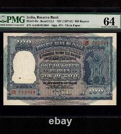 India 100 Rupees 1957-62 P-43c PMG 64 Unc Thick Paper