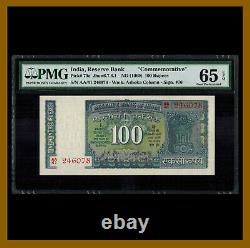 India 100 Rupees, 1969 P-70a Gandhi Sig# 76 PMG 65 EPQ Commemorative Unc