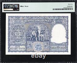 India 100 Rupees P43b 1957-62 PMG55 aUNC Banknote Note Currency ELEPHANTS RARE