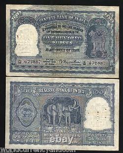 India 100 Rupees P-41 1949 Elephant Rama Rau Large Size Rare Currency Banknote
