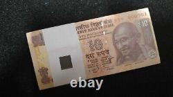 India 10 Rupees 2015 BUNDLE 000001 100 FIRST BUNDLE #1 NUMBER UNC RARE WB 100