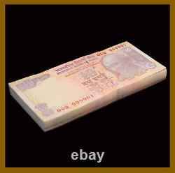 India 10 Rupees (99 Pcs Bundle), 2012 P-102e 999901-999999 Letter L Gandhi Unc