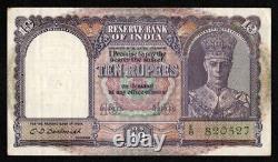 India 10 Rupees Banknote 1943-nd King George VI Watermark -reserve Bank Of India