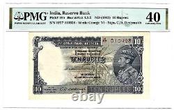 India 10 Rupees ND (1943) Jhunjhunwalla 4.5.2 Pick 19b. PMG Extremely Fine 40
