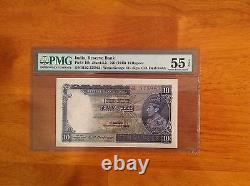 India 10 Rupees ND 1943 P-19b Graded PMG 55 aUNC+ Rare