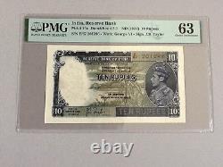 India 10 Rupees P-19a ND(1937) PMG 63 Spindle Hole at Issue