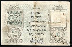 India 10 Rupees P-6 1917 British King George V Rare Currency Money Bill Banknote