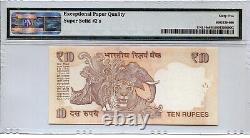 India 10 Rupees Super Solid 2's 22e 222222 Pmg 65 Epq