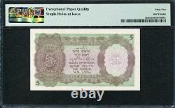 India 1937, 5 Rupees, P18a, PMG 65 EPQ GEM UNC (Staple Holes at Issue)