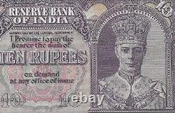 India 1943 10 Ruppees P-24 PMG 63 Choice UNC