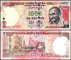 India 1,000 Rupees, 2016, P-107s, Plate Letter X 10 PCS
