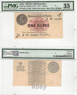 India 1 Rupee 1917 P-1g PMG 35 Very Fine WMK Star in Box Sign M. M. S. Gubbay