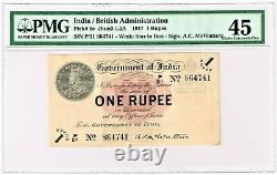 India 1 Rupee 1917 Pick 1e Jhun3.1.2A PMG Choice Extremely Fine 45