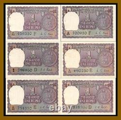 India 1 Rupee, 1949-1994 P-71b-78A (55 Pcs Sig 73-Ahluwalia Set) Pinholes Foxing