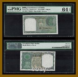 India 1 Rupee, 1949 P-71a Rare Sig Menon Serial Number (729673) PMG 64 EPQ