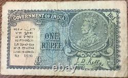 India 1 Rupee P. 14 1935 King George V Rupee Coin Reverse