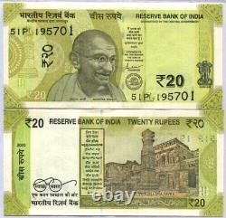 India 20 RUPEES P-110 2020 x 100 Pcs BUNDLE Lot Gandhi UNC Indian Currency NOTE