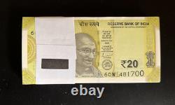 India 20 RUPEES P-110 2020 x 100 Pcs BUNDLE Lot Gandhi UNC Indian Currency NOTE
