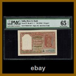 India 2 Rupees, 1950 P-27 First Issue PMG 65 EPQ Unc