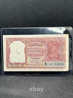India 2 Rupees B13 1950 King George VI Lion CDD Sign Scarce Bank Note