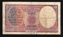 India 2 Rupees P-17 B 1943 King George VI Lion CDD Sign Scarce Torn Bank Note