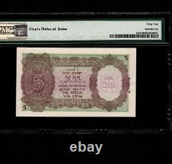 India 5 Rupees 1937 P-18a PMG Unc 64 King George