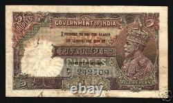 India 5 Rupees P15 A 1928 King George V Rare British Colony Money Bank Note