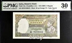India 5 Rupees Pick# 18a ND (1937) PMG 30 Very Fine Banknote