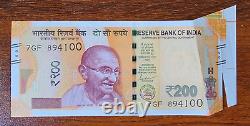 India Amazing Error 200 Rs Large extra paper on the right side of note UNC