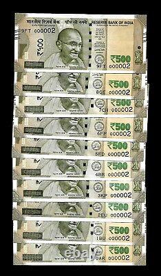 India Banknote Low Serial 000002 GEM UNC(Rs 500) Ltd Issue Prefix Collection