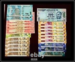 India Banknote Low Serial 000098 GEM UNC(Rs 10,20,50,100,200) Mix Lot