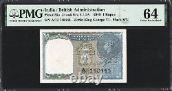 India British 1 Rupee P25a 1940 PMG64 Choice UNC Banknote Currency KING GEORGE