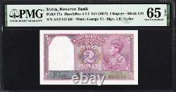 India British 2 Rupees 17a 1937 PMG65 Gem UNC Banknote Currency KING GEORGE RARE