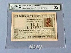 India/ British Administration 10 Rupees P-6 ND(1917-30) PMG 35 Internal Tear