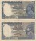 India, British India 10 Rupees, (Lot of 2) Year 1937, J. B. Taylor Sign, P19a, XF