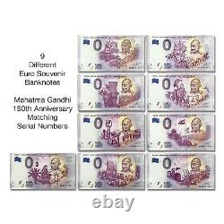 India Euro Souvenir Banknote Schein Gandhi Set of 9 Different 2020 Issue