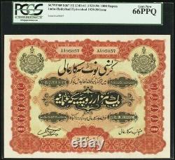 India Hyderabad 1000 Rupees 1929-30 Pick S267 PCGS MS66 PPQ Top Pop 1/0