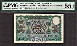 India, Hyderabad 5 Rupees ND (1938-47) Pick-S273c AUNC PMG 55 EPQ