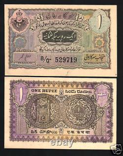 India Hyderabad State 1 Rupee S271 1945 Unc Grade Rarely Offered Money Bank Note