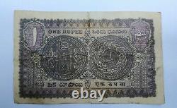 India Hyderabad State Nizam One Rupee English Sign Rare Paper Money Note Bill