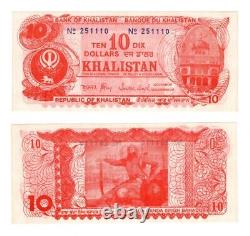 India, Khalistan, Sikh religion in the Punjab, 10 Dollars ND (1980's) P-UNL UNC