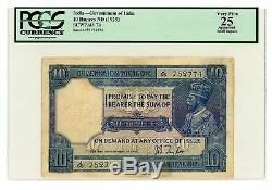 India. P-7b. 10 Ruppes. ND(1925). VF+. PCGS 25