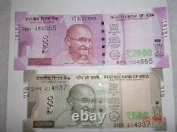 India Paper Money-10 Notes-'m. K Gandhi'-rs2000,1000,500x2,100,50,20,10,5,1#e15