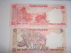 India Paper Money-10 Notes-'m. K Gandhi'-rs2000,1000,500x2,100,50,20,10,5,1#e15