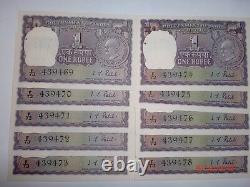 India Paper Money- 10 X Re. 1/- Old Notes -mahatma Gandhi-1869-1948 -rare #aa17