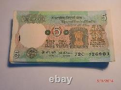 India Paper Money Full Pack Rs. 5/- Old Notes Rare K. R. Puri C -17