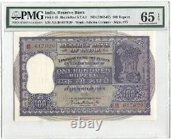 India Pick 45 1962-67 100 Rupees Ab/38 617629 Pmg 65 Epq Gem Uncirculated