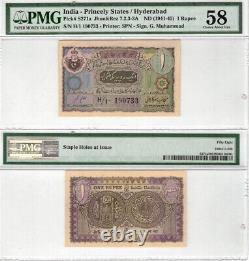 India Princely States Hyderabad 1 Rupee 1941 P # S271a Sign G. Muhammad