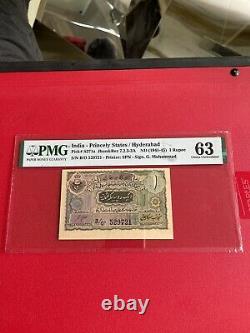 India Princely States / Hyderabad 1 Rupee, nd 1941-45 PMG -63 Pick 271 A
